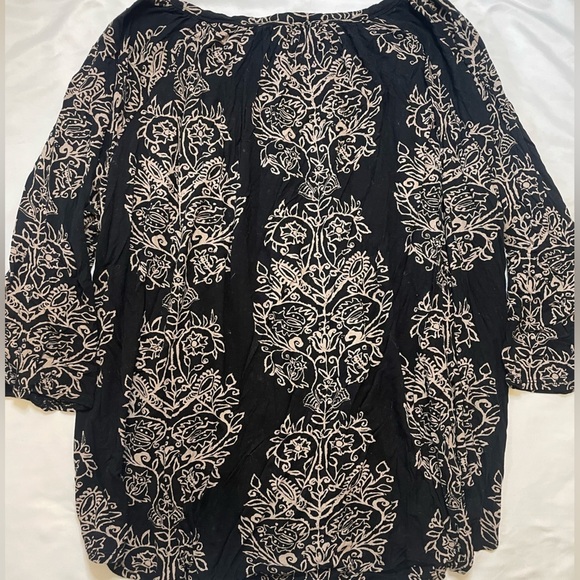 Lucky Brand size 3X quarter sleeves black and tan blouse - Picture 4 of 6